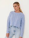 Brooks Cable Knit Crew Sweater in Blue Crush