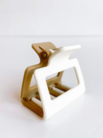 Square 2 Tone Hair Claw in Tan/Ivory
