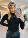 Striped Knit Beanie in Coffee