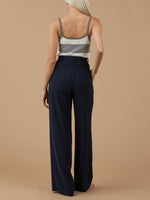 Pleated Wide Leg Trouser in Navy