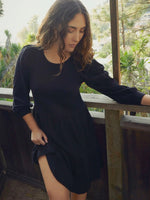 Bettina Easy Peasant Dress in Black