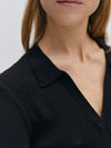 Cadee Knit Polo Blouse in Black