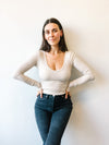 Adrienne Scoop Neck Rib in Raw Linen