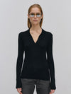 Cadee Knit Polo Blouse in Black