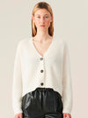 Soft Wool Knit Cardigan in Off White