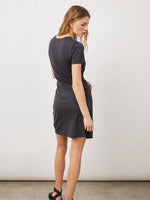 Edie Tie Waist T-shirt Dress in Vintage Black