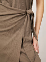 Edie Tie Waist T-shirt Dress in Canteen