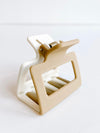 Square 2 Tone Hair Claw in Tan/Ivory