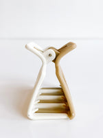 Square 2 Tone Hair Claw in Tan/Ivory