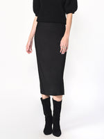 Athena Bias Cut Midi Skirt in Black
