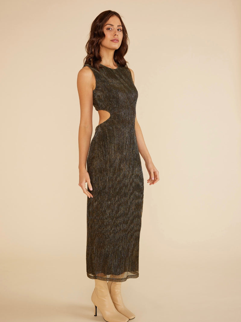 Emory Midi Dress in Gold