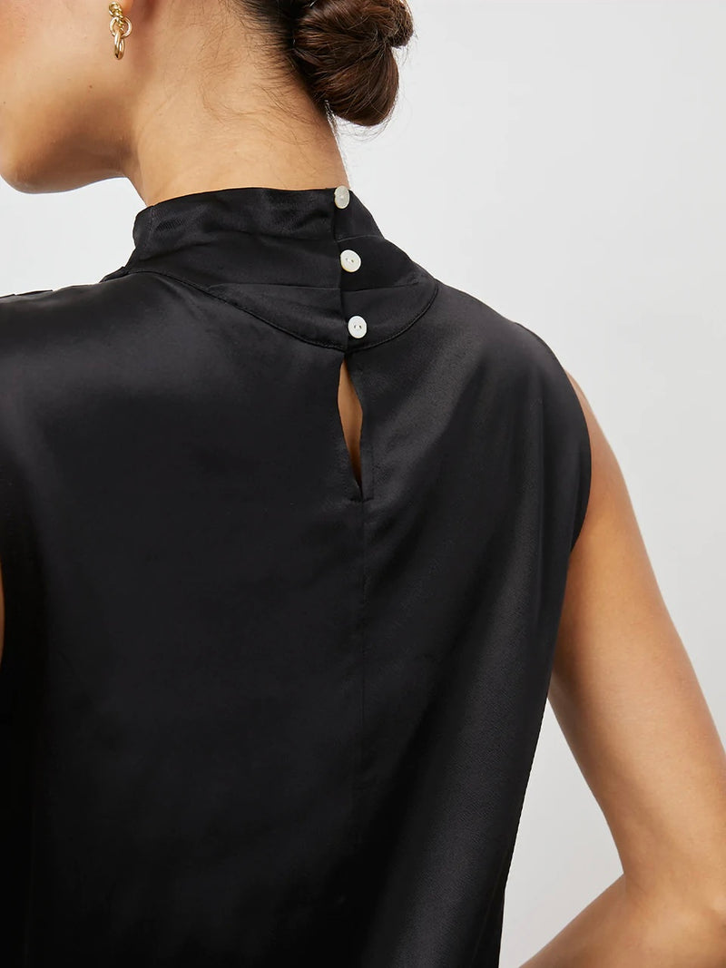 Kaleen Cowl Mock Neck Tank in Black