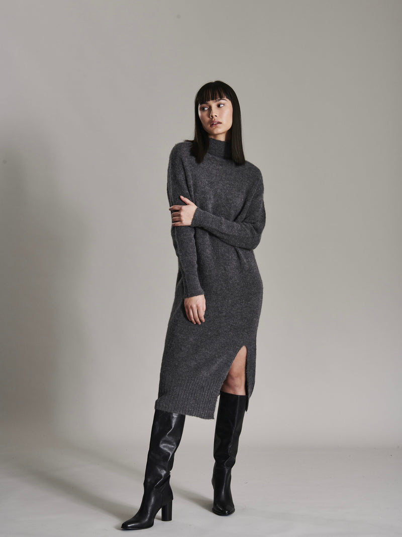 Finley Sweater Dress in Charcoal