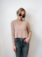Ribbed Long Sleeve Crew in Nude