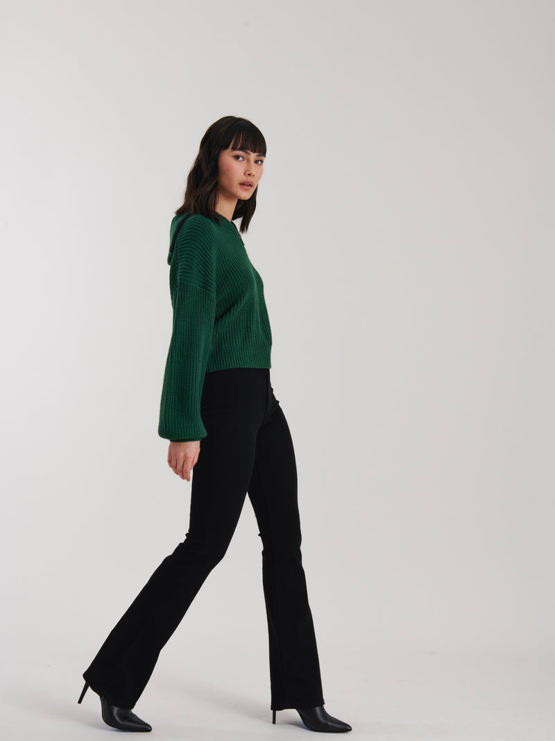 Joel Quarter Zip Sweater in Pine