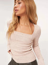 Margot Marled Ribbed Long Sleeve in Cashew
