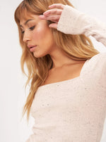 Margot Marled Ribbed Long Sleeve in Cashew