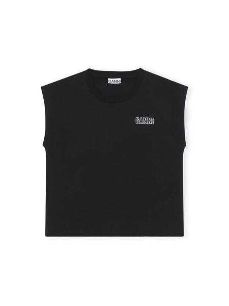 Sleeveless O-neck T-shirt in Black