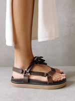 Tied Together Leather Sandals in Coffee Brown